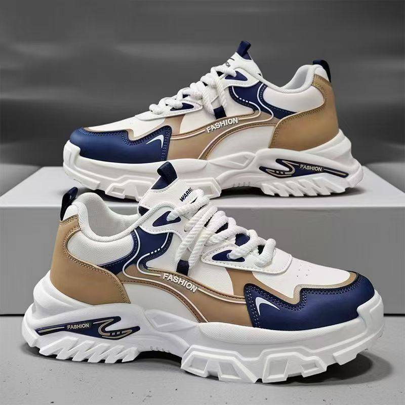 Silver & Navy Men's Platform Sneakers