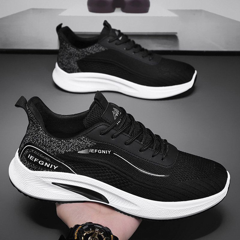 Men's White, Black & Navy Mesh Sneakers