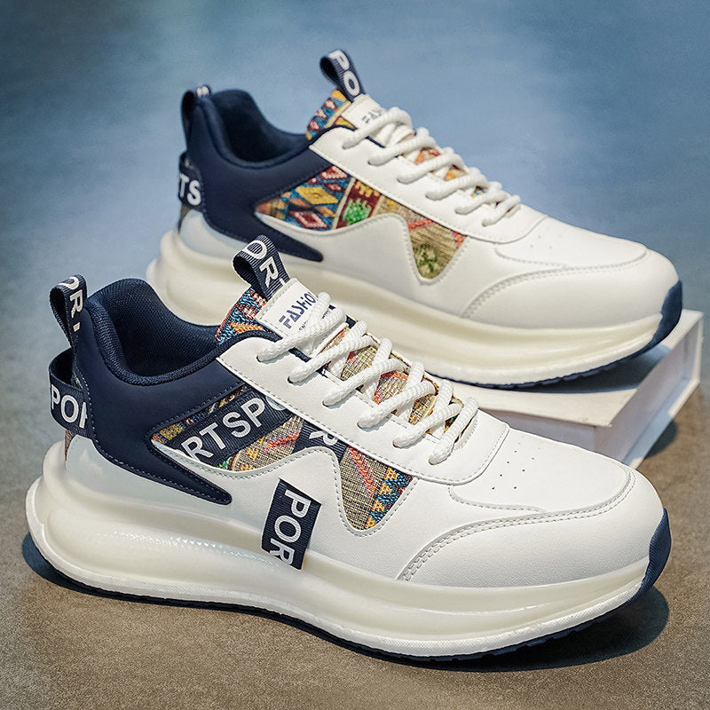 Men's White & Silver Platform Sneakers