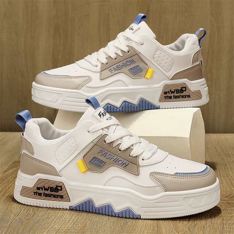 Men's Retro Platform Sneakers in Neutral Tones