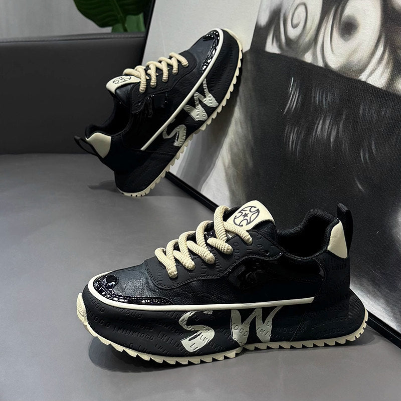 Men's Black, Gray & Navy Platform Sneakers