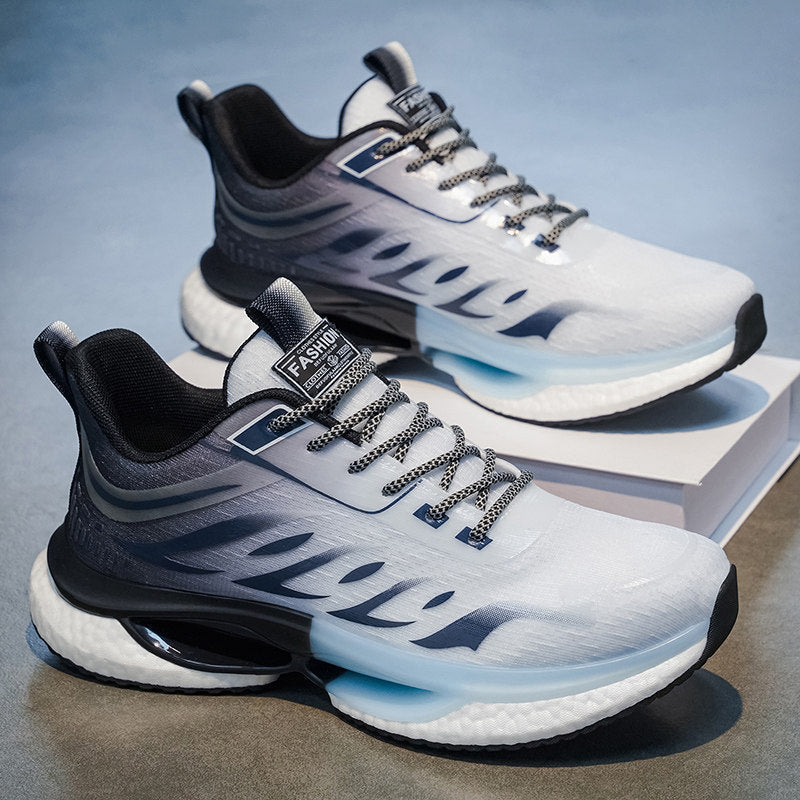 White, Silver & Black Men's Mesh Sneakers
