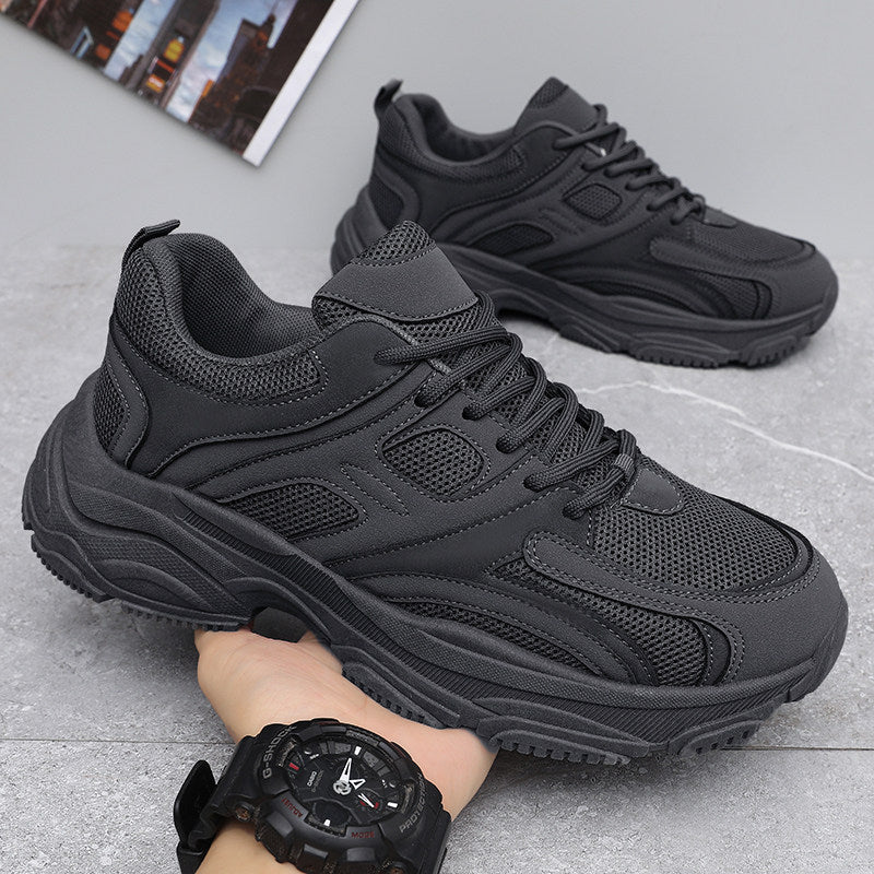 Men's Navy and Green Mesh Platform Sneakers