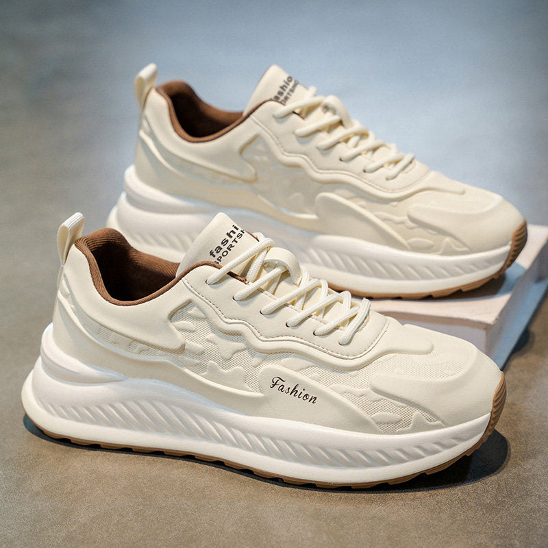 Men's Silver and Beige Platform Sneakers