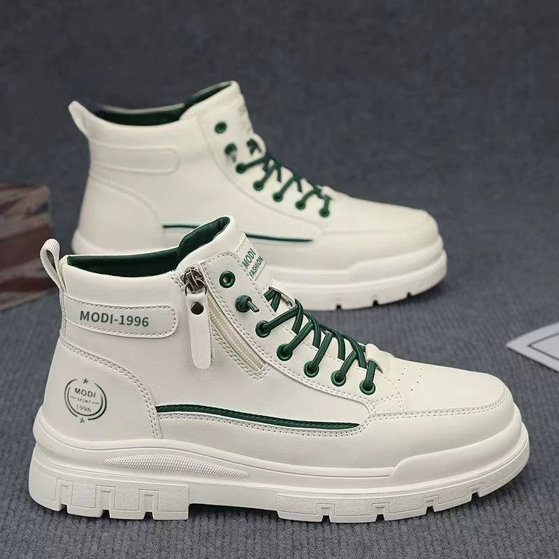 Men's Cream and Silver Platform Sneakers