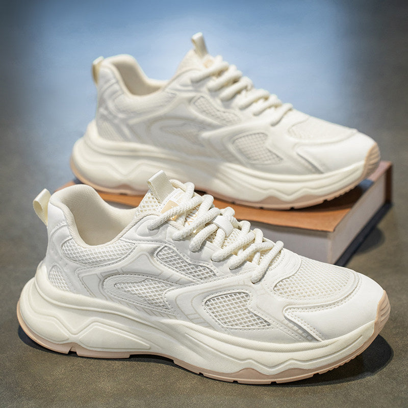 Men's White & Silver Mesh Running Shoes