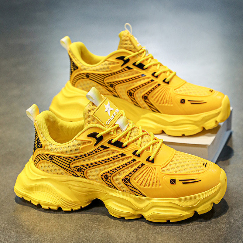 Men's Yellow & Orange Mesh Running Shoes