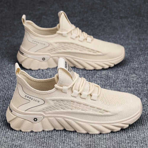 Beige & Navy Mesh Sneakers for Men