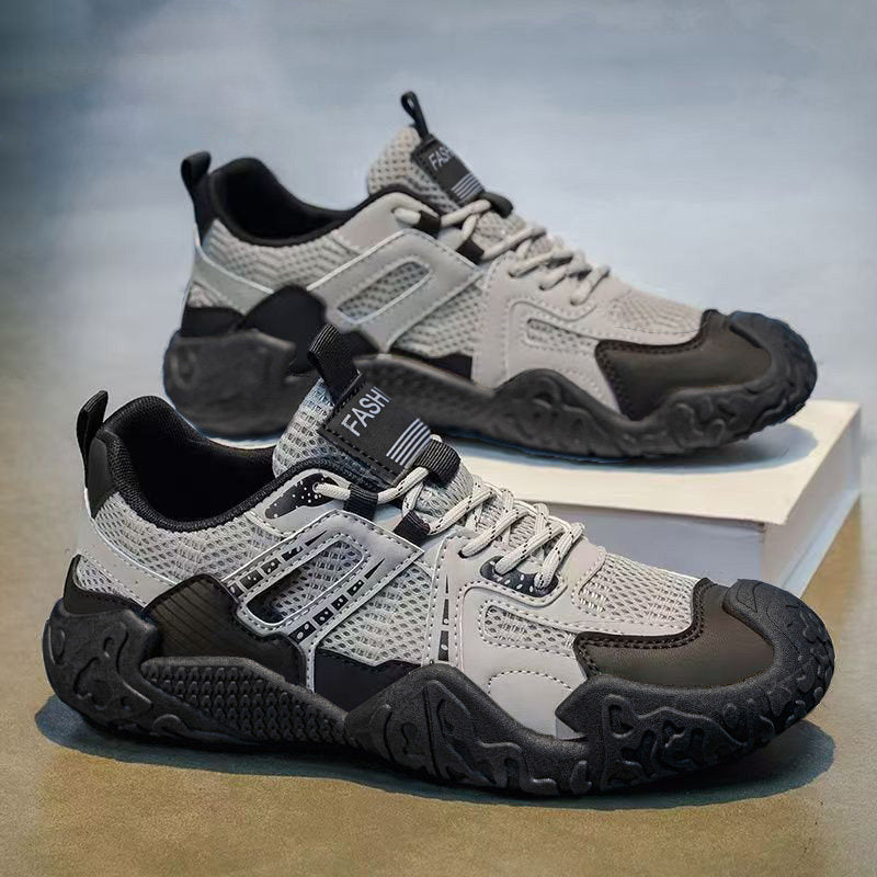 Men's Silver and Navy Outdoor Mesh Sneakers