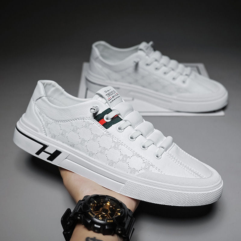 Men's White, Silver & Black Slip-On Sneakers