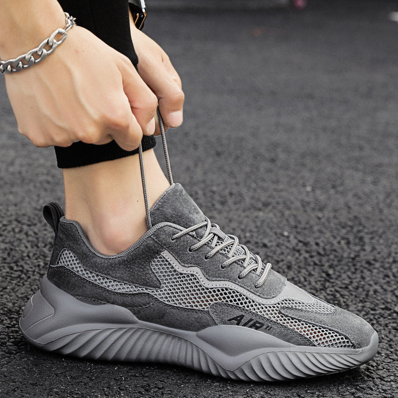 Gray, Purple & Beige Mesh Sneakers