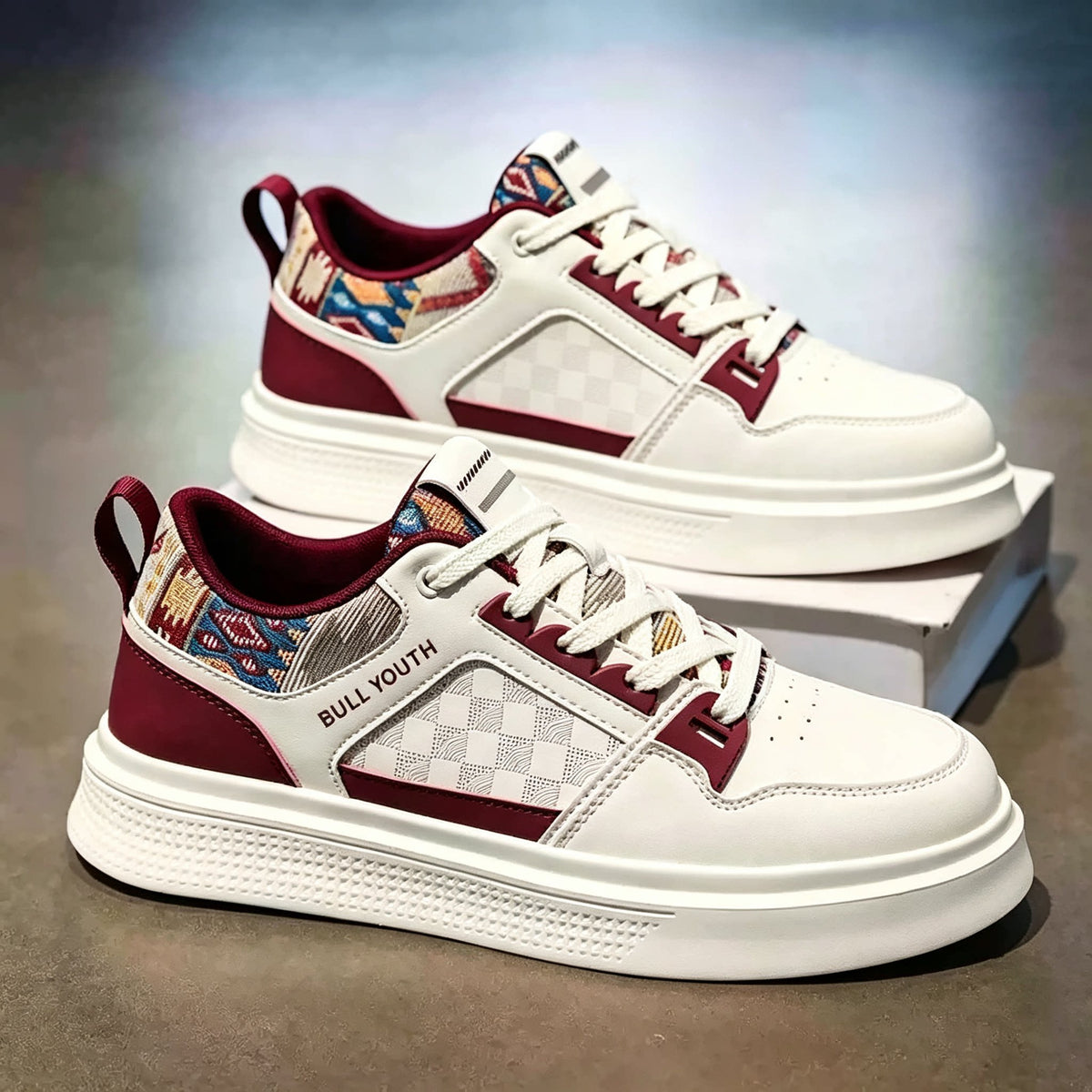 Men's White & Silver Retro Platform Sneakers