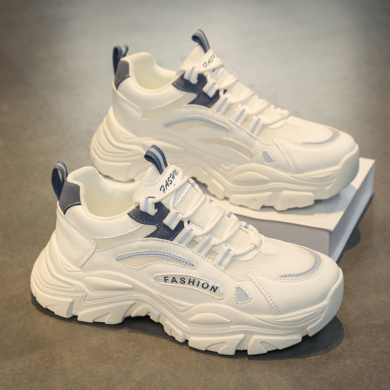 Men's Beige and Silver Mesh Platform Sneakers