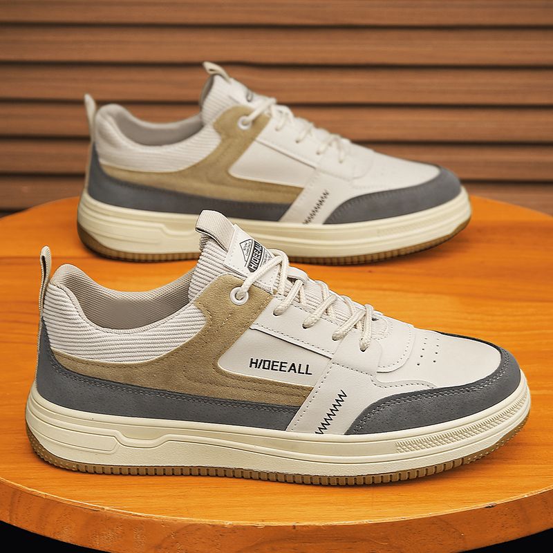 Men's Beige and Brown Retro Trainers