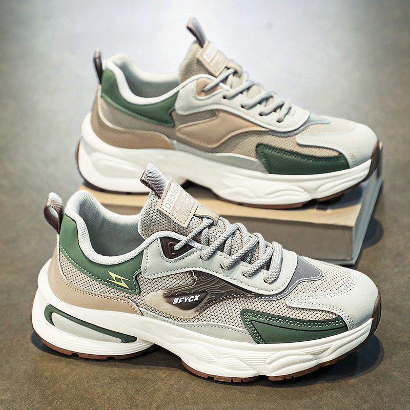 Men's White & Silver Mesh Platform Sneakers