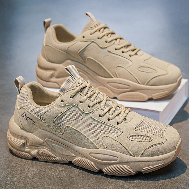 Men's Beige and Silver Mesh Platform Sneakers