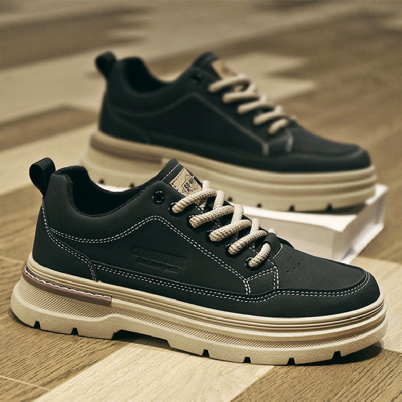 Men's Retro Trainer in Black, Tan & Olive