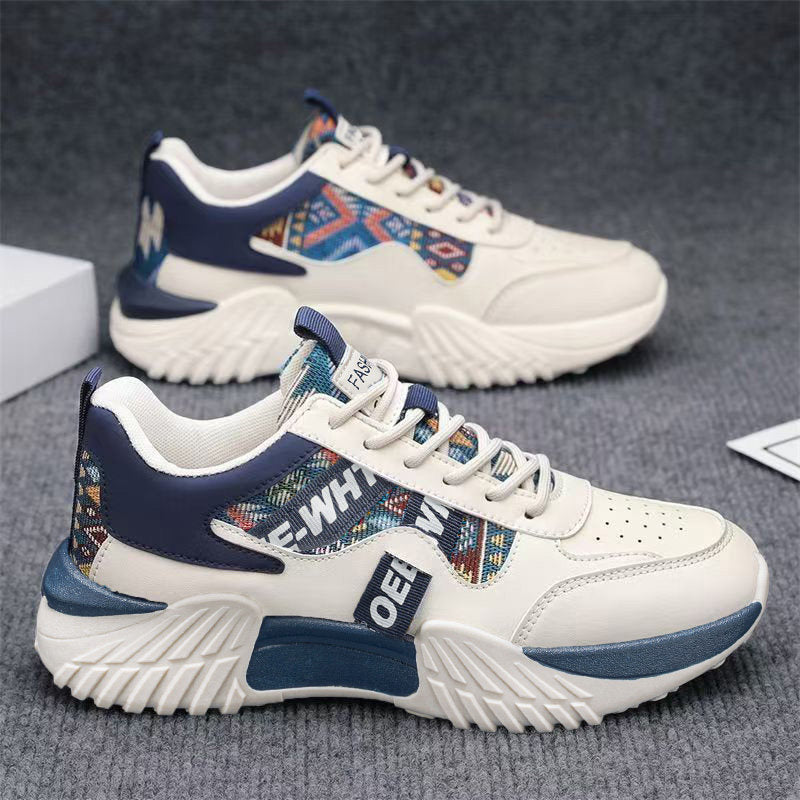 Men's White and Navy Platform Sneakers