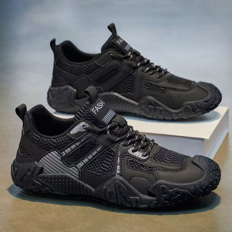 Men's Black and Navy Mesh Sneakers