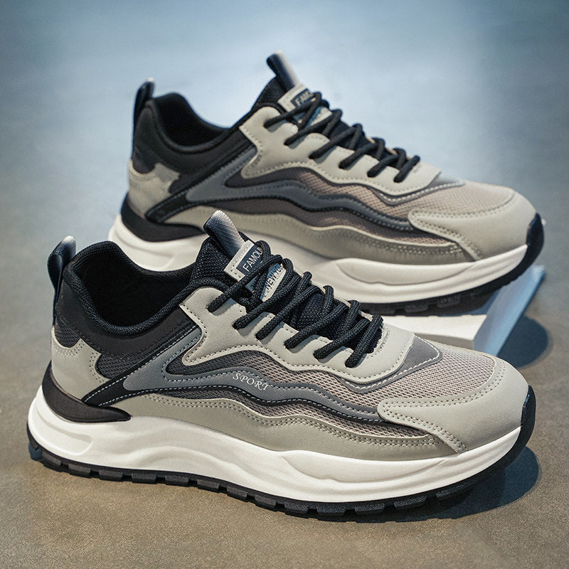 Silver, Black & Navy Mesh Running Sneakers