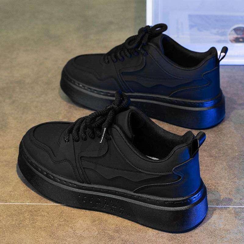 Men's Retro Platform Sneakers - Black, Tan & Navy