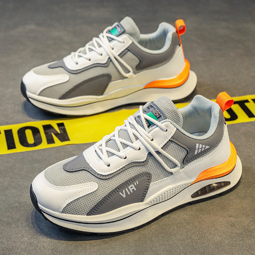 Beige and Gray Mesh Sneakers for Men