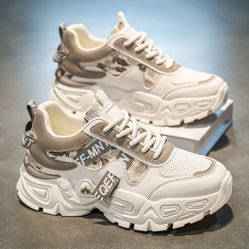 Men's White & Silver Platform Sneakers