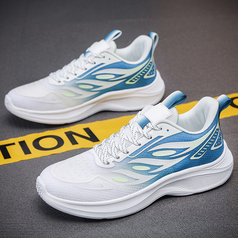 White, Silver & Gray Mesh Running Shoes