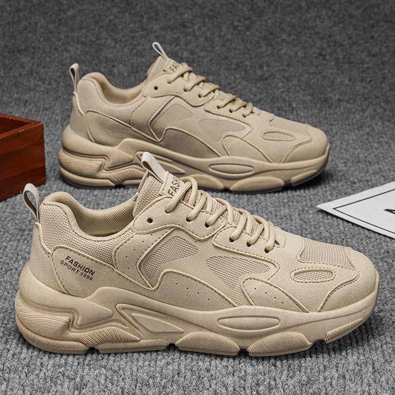 Men's Beige and Silver Mesh Platform Sneakers