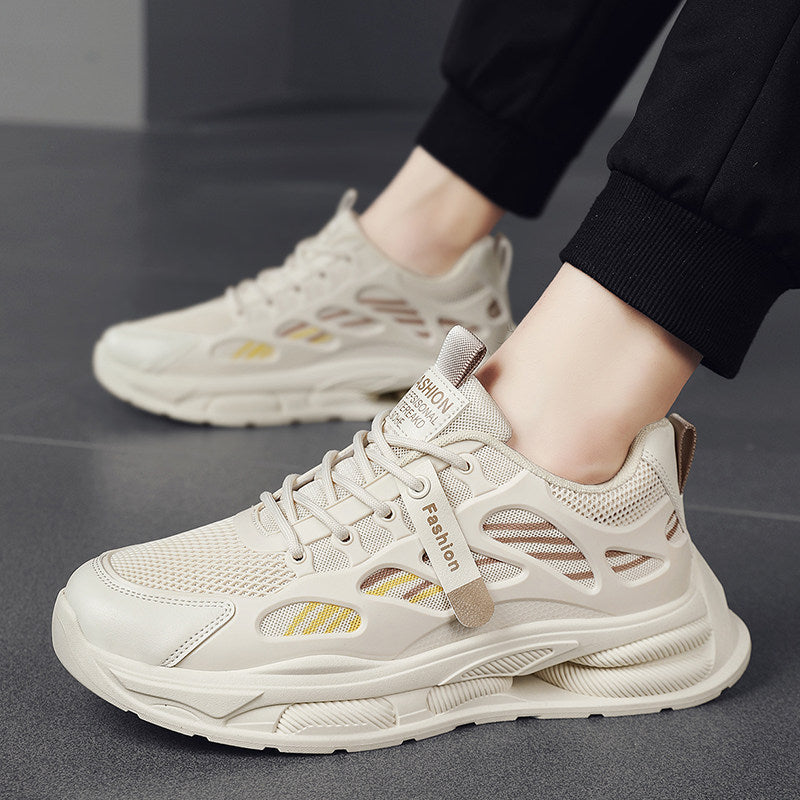 Men's Mesh Platform Sneakers in Neutral Tones