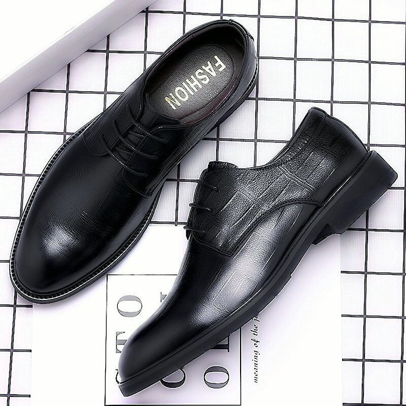 White, Black & Silver Men's Dress Shoes