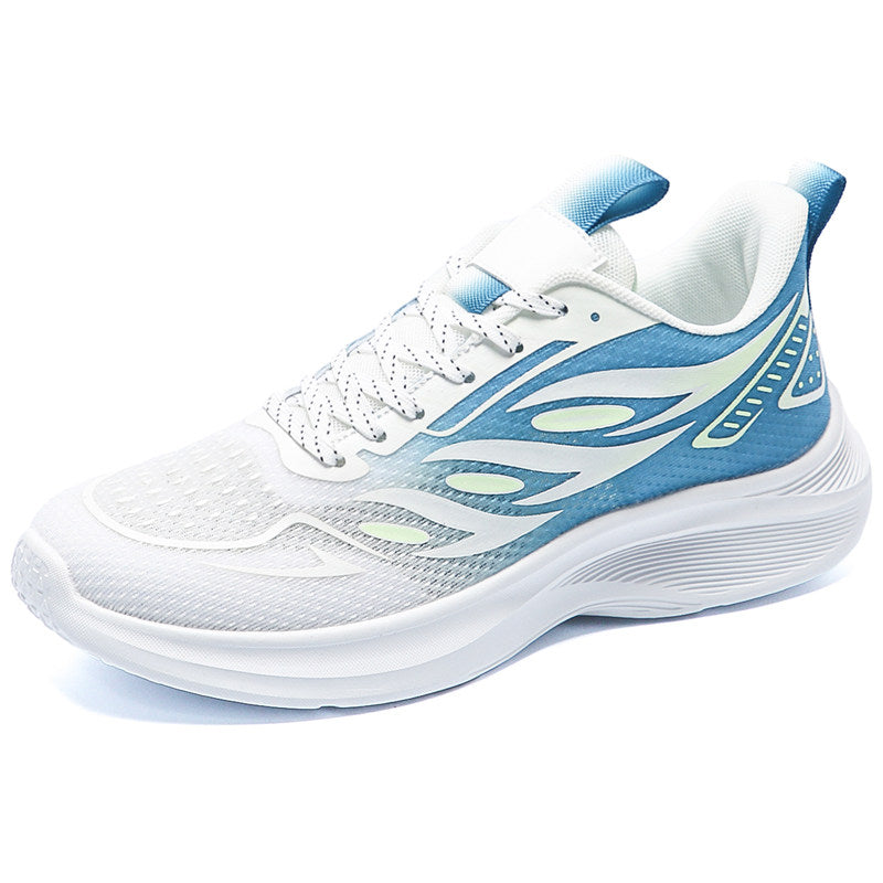 White, Silver & Gray Mesh Running Shoes
