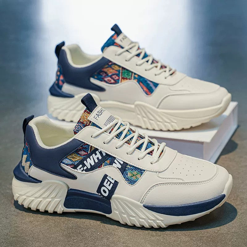 Men's White and Navy Platform Sneakers