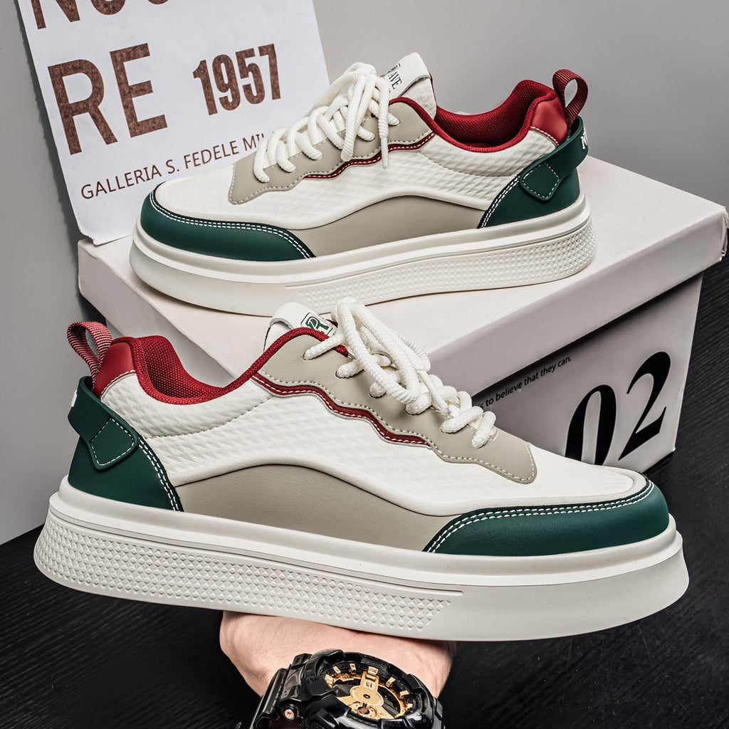 Silver & Beige Retro Sneakers for Men