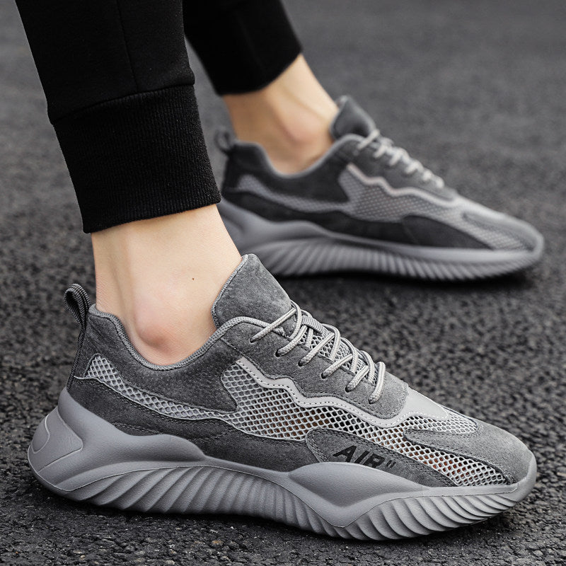 Gray, Purple & Beige Mesh Sneakers