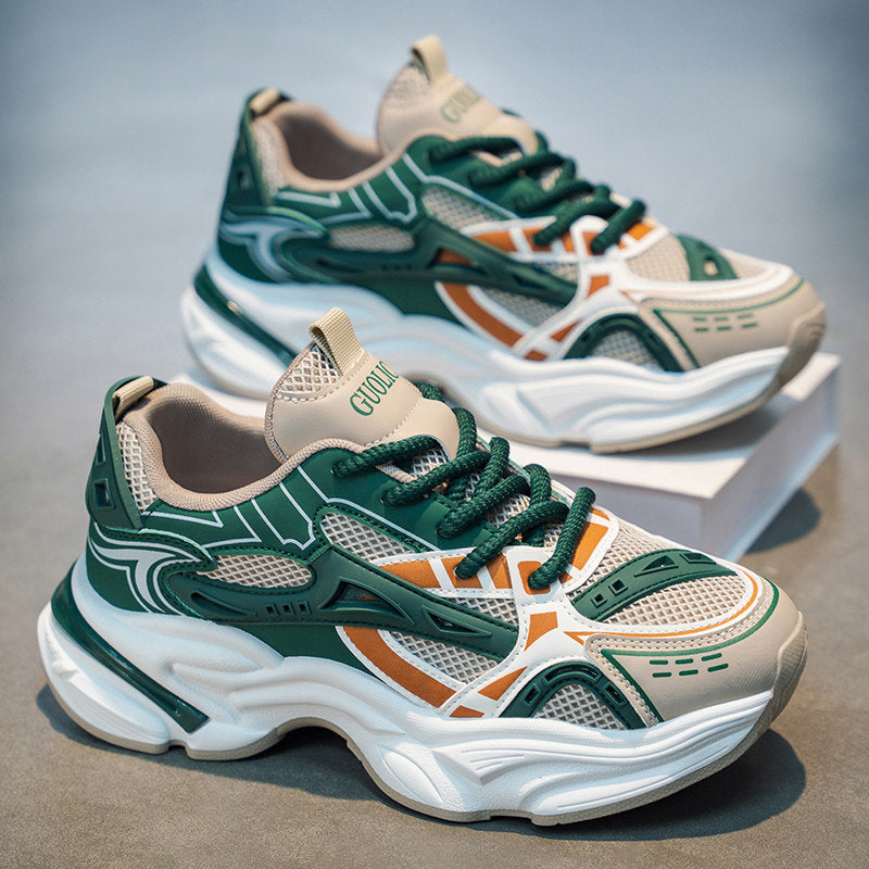 Silver & Brown Mesh Running Shoes for Men