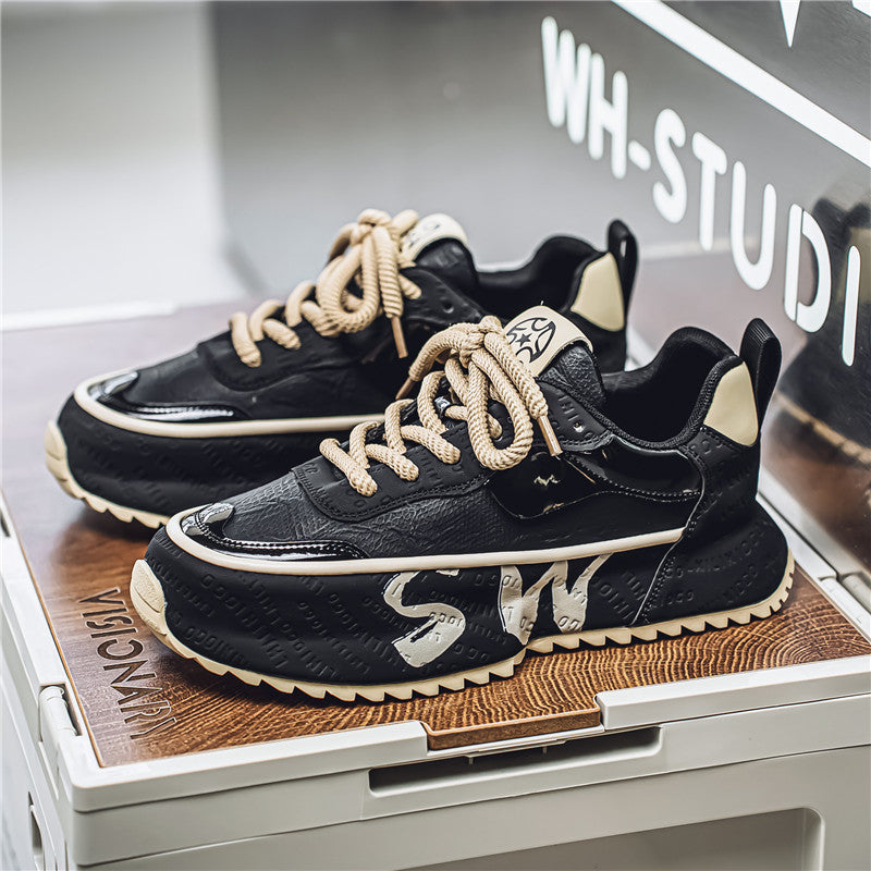 Men's Black, Gray & Navy Platform Sneakers