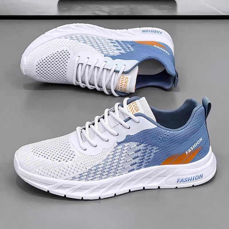 Men's White and Silver Mesh Running Shoes