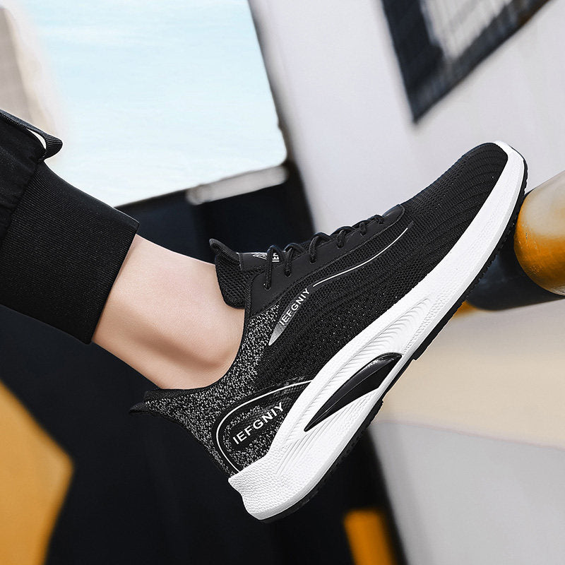 Men's White, Black & Navy Mesh Sneakers