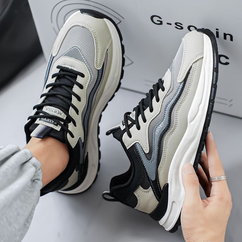 Men's Silver and Navy Mesh Running Shoes
