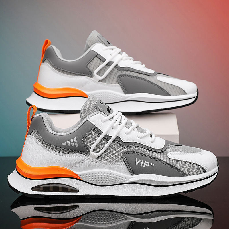 Beige and Gray Mesh Sneakers for Men