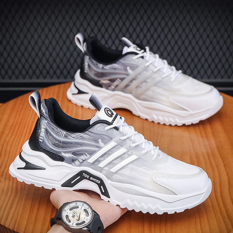 White & Silver Men's Running Sneakers