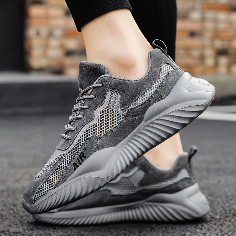 Gray, Purple & Beige Mesh Sneakers