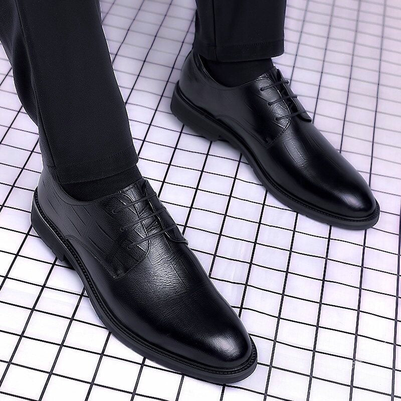 White, Black & Silver Men's Dress Shoes